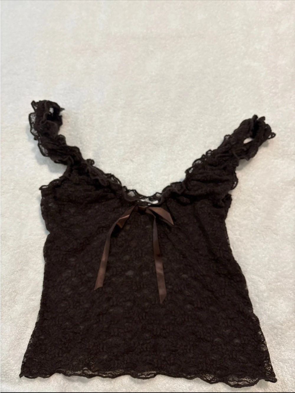 Garage Black Lace Camisole with Satin Bow